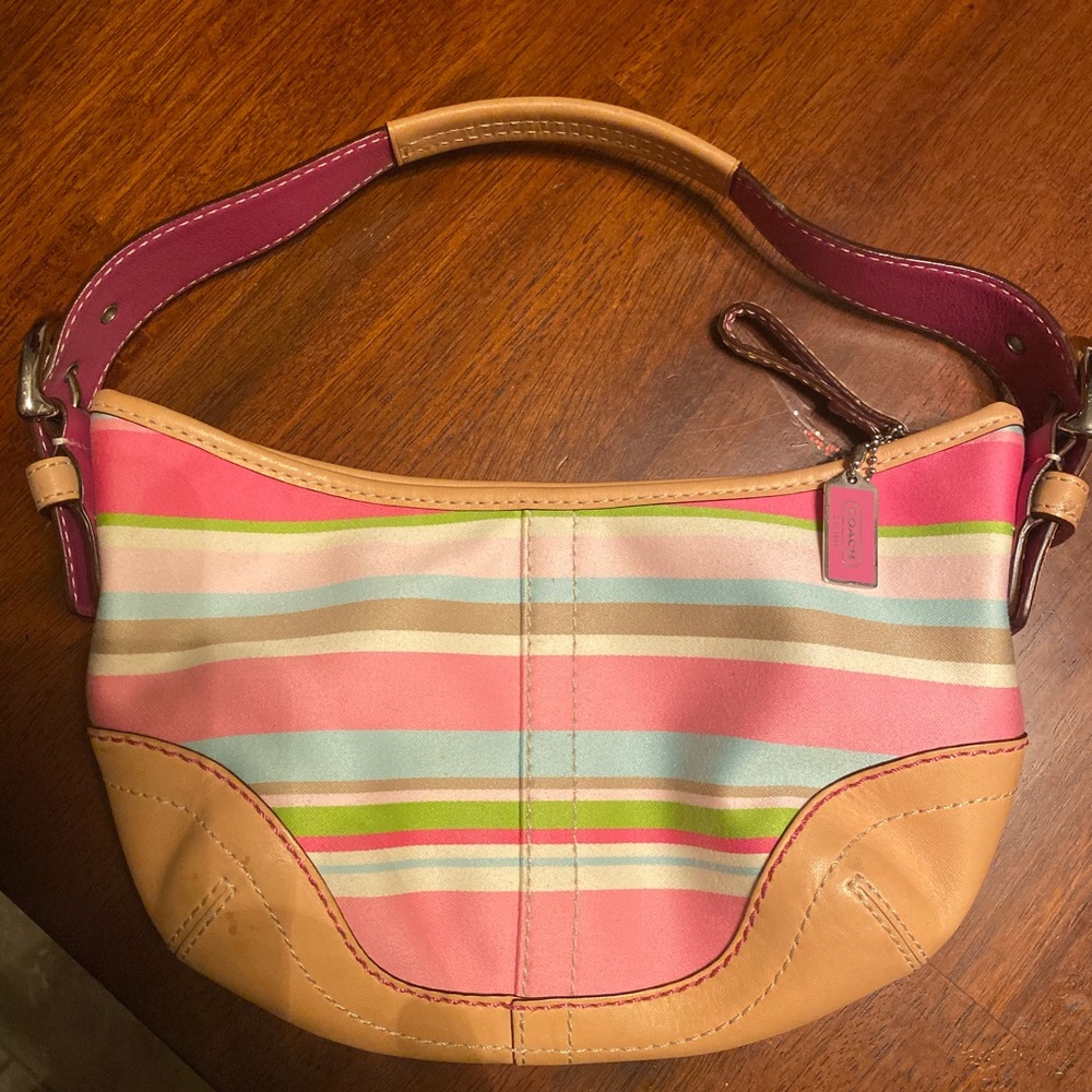 Coach stripped canvas with leather accents